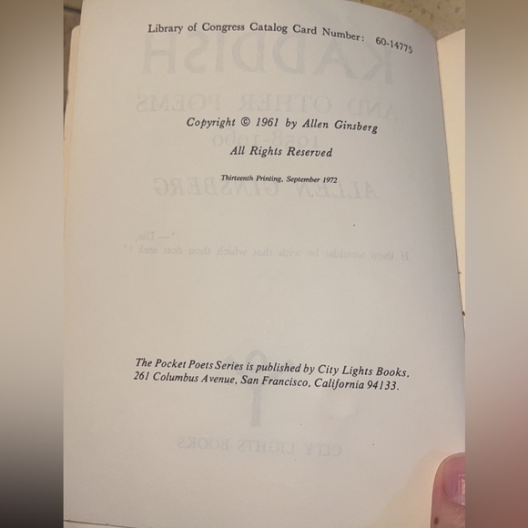 Kaddish And Other Poems Book By: Allen Ginsberg - Picture 4 of 4